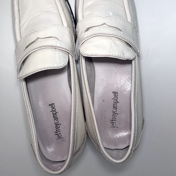 Jeffrey Campbell Sorbonne Y2K Cream Chunky Heel Penny Loafers Womens Size 9.5 - Picture 6 of 8